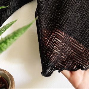 Bershka long sleeve black lace crop top